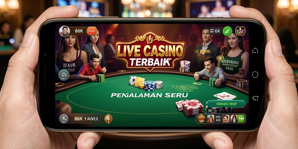 Tampilan gameplay Live Casino yang mendebarkan dan interaktif di 66K.