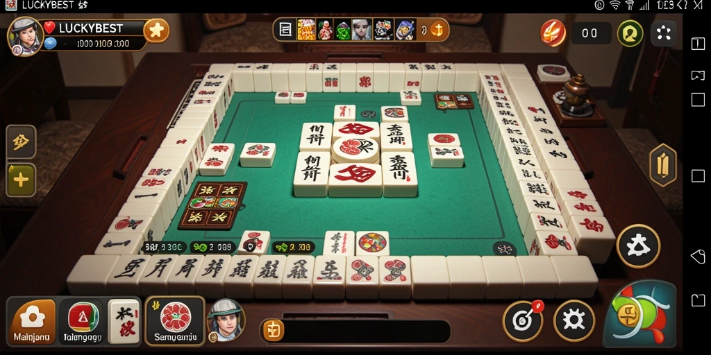 Screenshot gameplay <strong>LUCKYBEST</strong> menampilkan papan Mahjong yang menarik dengan desain yang berwarna-warni.