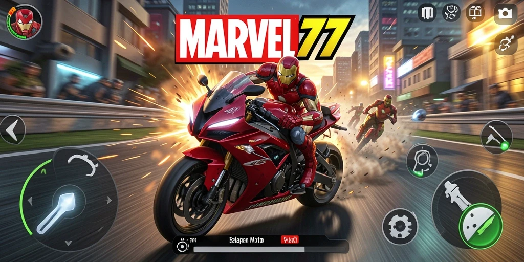 Tampilan aksi balapan motor yang mendebarkan di MARVEL77.