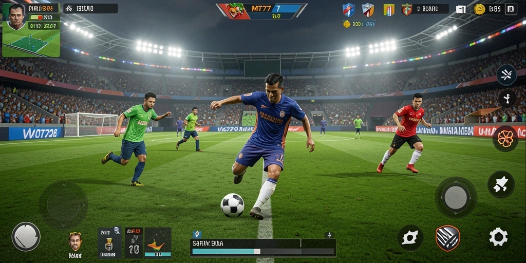Tampilan gameplay sepak bola yang mendebarkan di MT777.