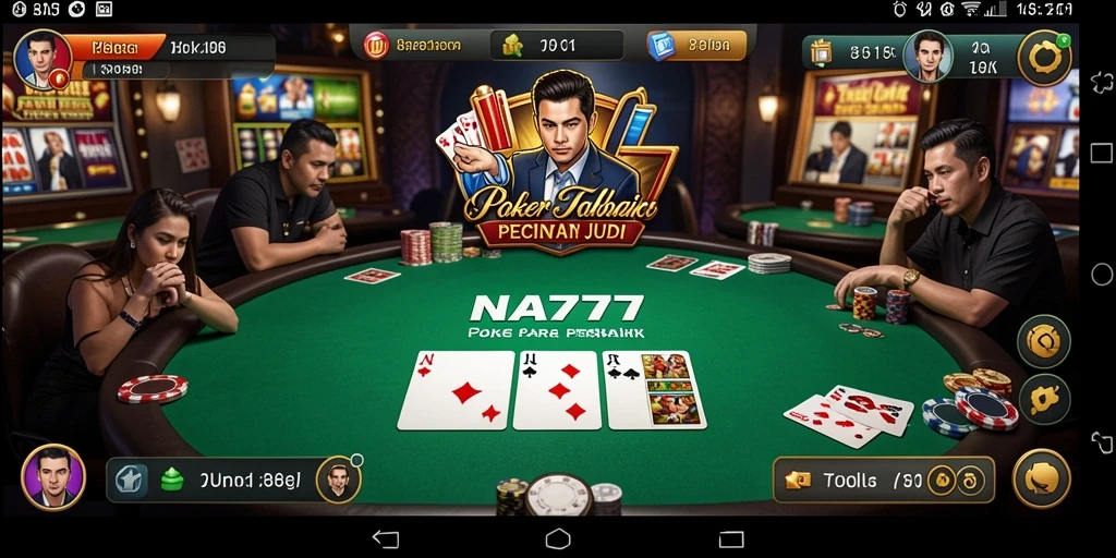 Tampilan menarik gameplay poker yang intens dan penuh strategi.