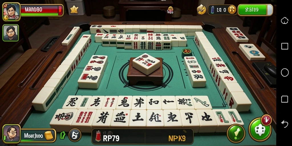 Tampilan gameplay RP79 yang menampilkan pilihan tile Mahjong.
