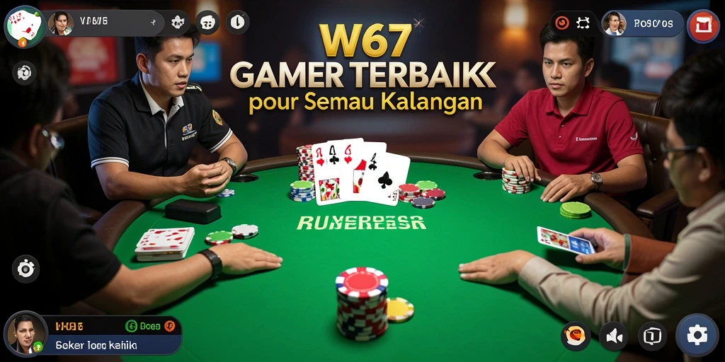 Tampilan utama W67 dengan gameplay Poker yang menarik dan interaktif.